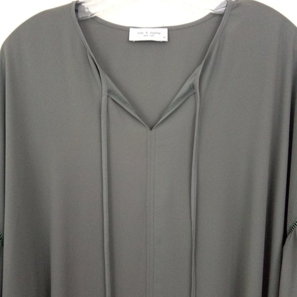 Lola & Sophie Grey Ruffle Bell Sleeve Sheath Dress - Picture 8 of 12